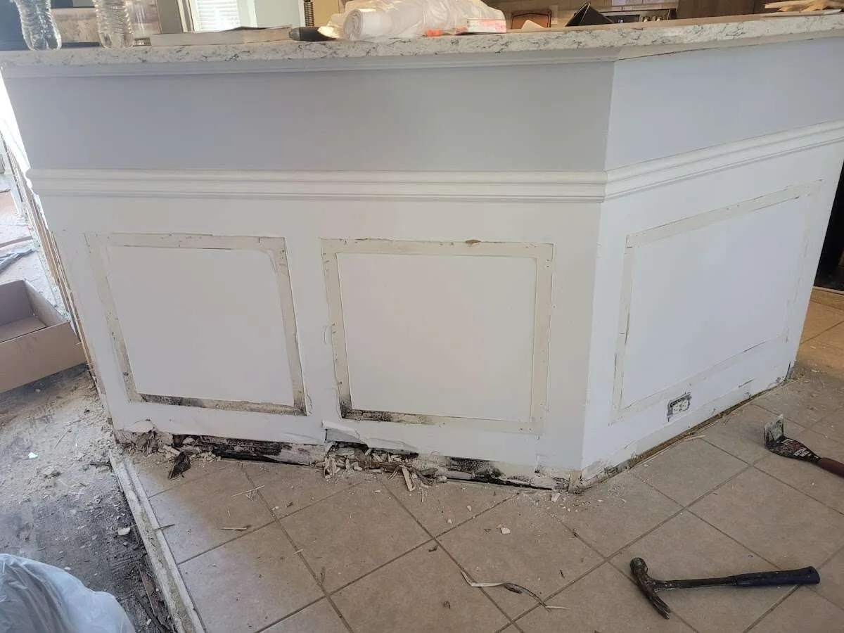 Water damage and mold on kitchen during Storm Damage Restoration in Grandview